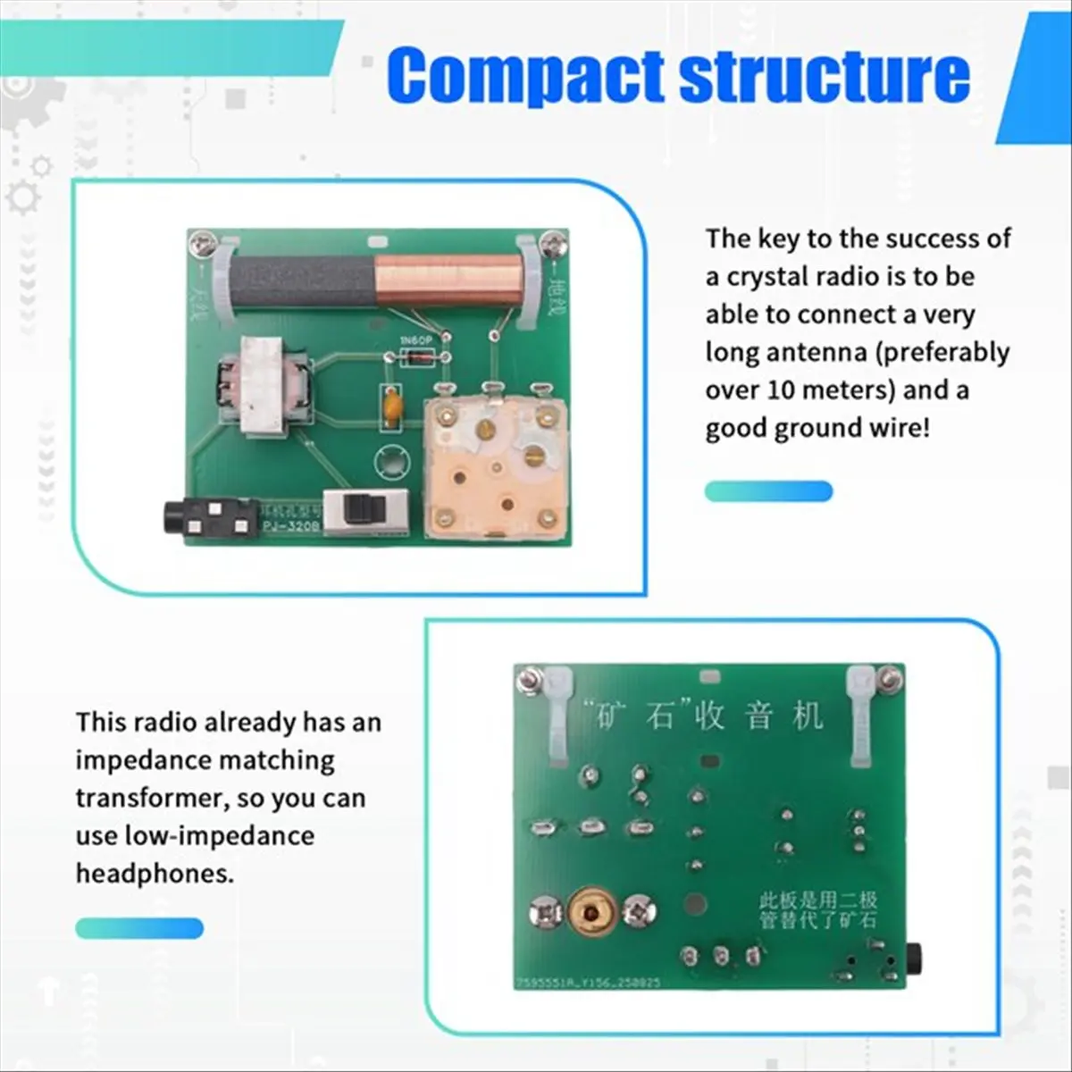 Goodprice Crystal Radio It Has an Impedance Matching Transformer Can Receive Radio Signals Normally DIY Radio Kit