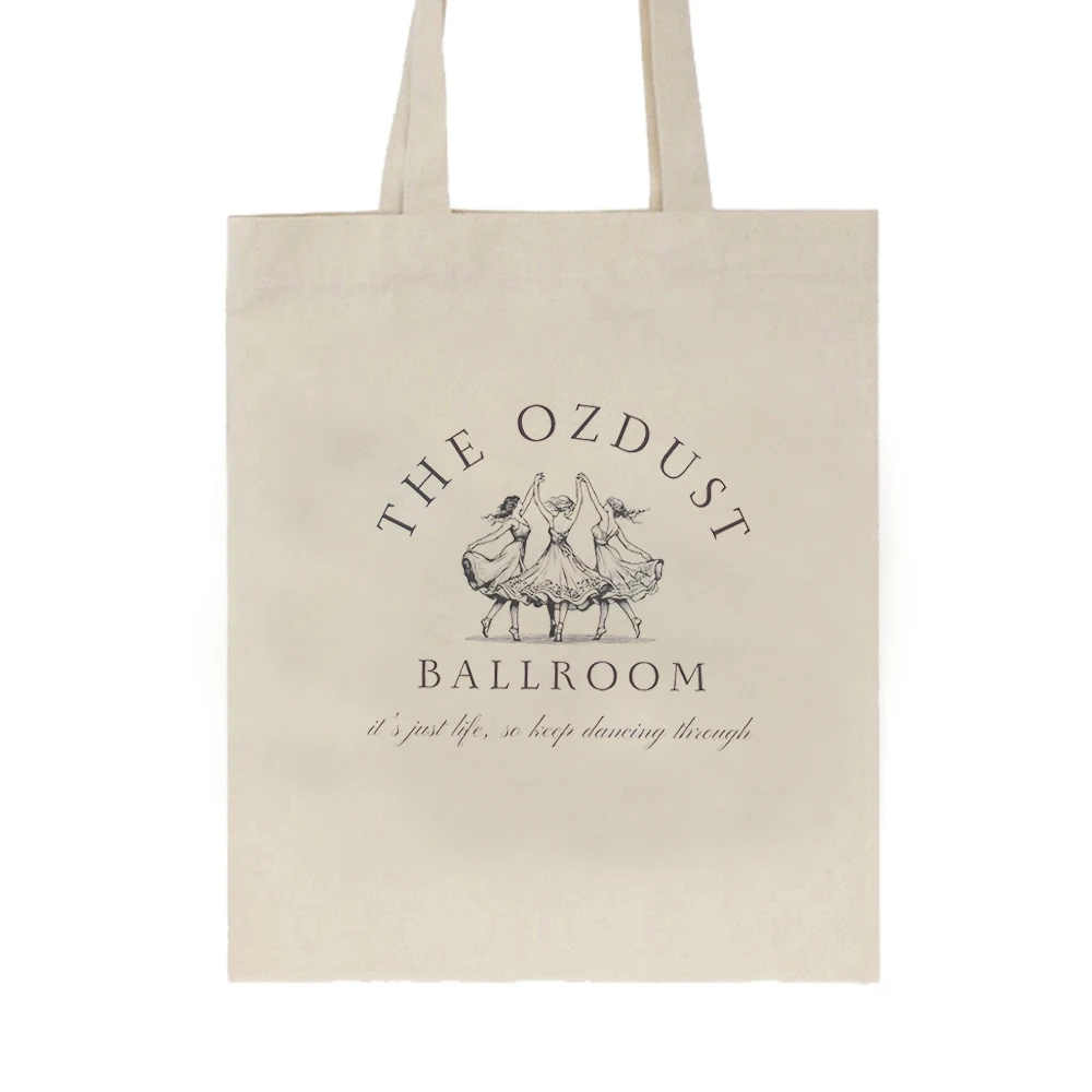 De Ozdust Ballroom draagtas, canvas schoudertas met letterprint, milieuvriendelijke boodschappentas met grote capaciteit voor dames