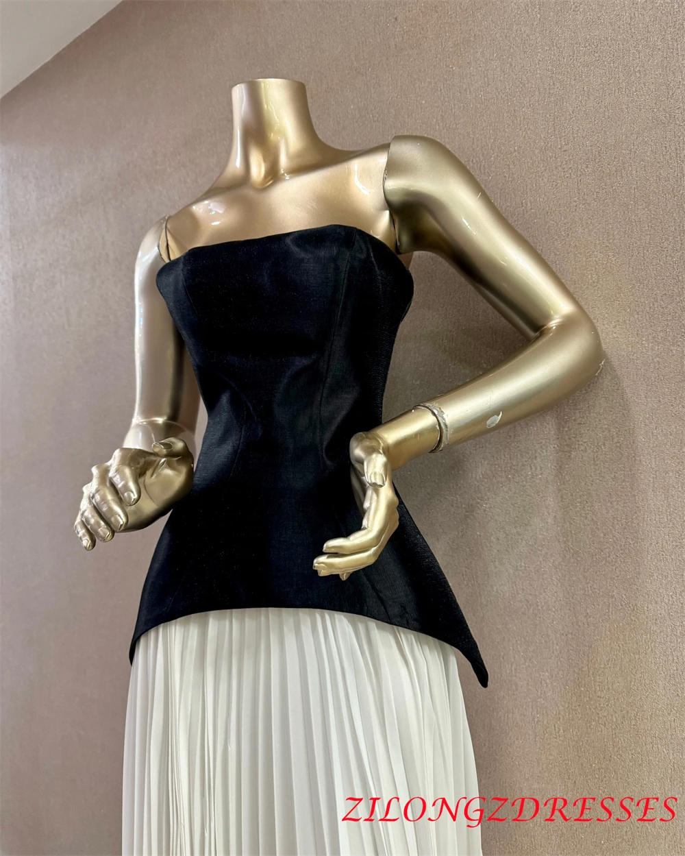 Customized  Classic White Chiffon Evening Dress Formal Strapless Sleeveless Homecoming Dresses Fashion Special Occasion image 4