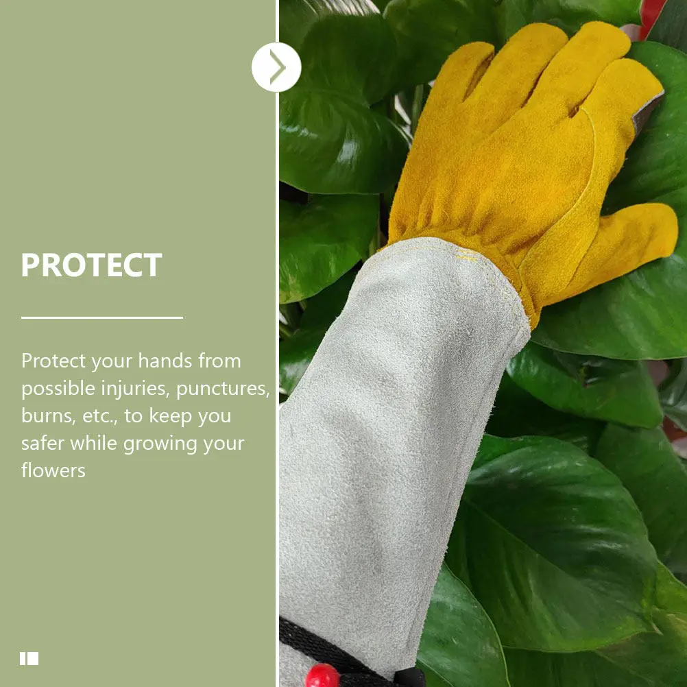 

1 пара профессиональных садовых перчаток из воловьей кожи, устойчивых к проколам и шипам, с длинными рукавами, для обрезки роз, кактусов, остролиста