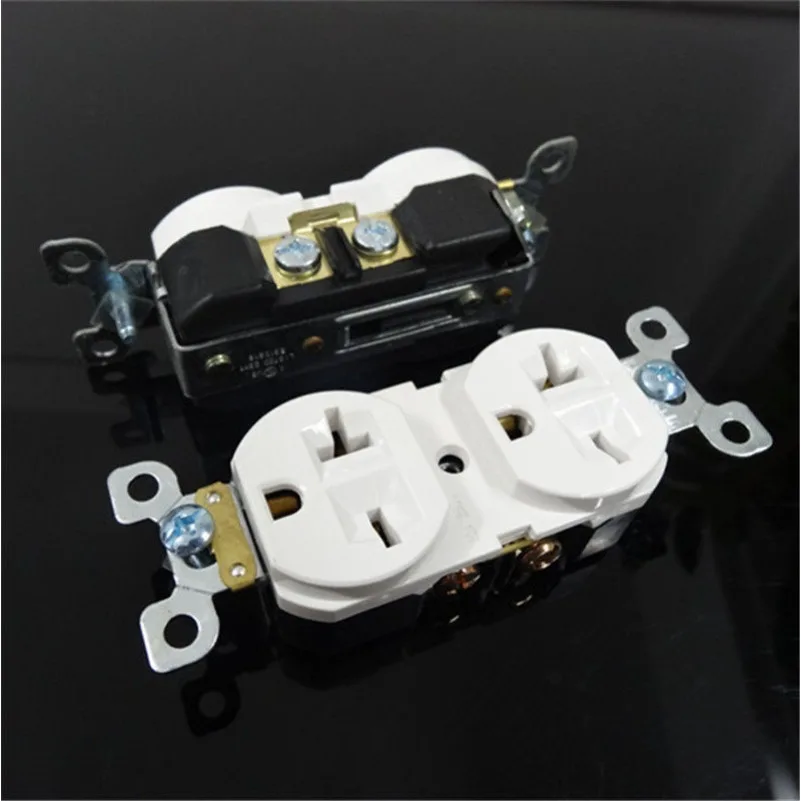 PC & Full Copper BR-620 Nema6-20 US Standard Duplex Receptacle 20A 110-250V White American Wall Socket