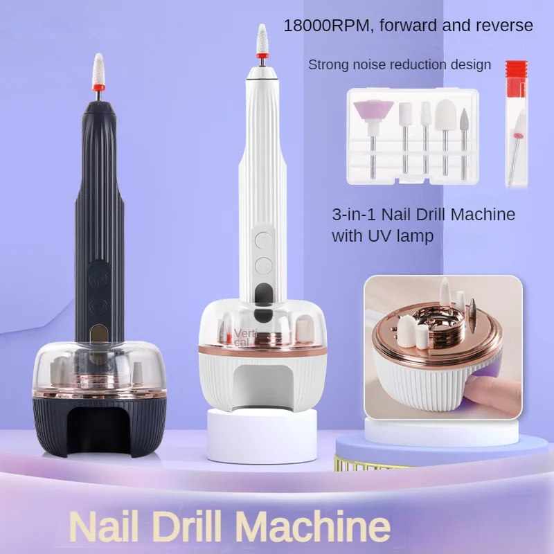 18000RPM Rechargeable Manicure Machine 2 in 1 Professional UV LED Nail Lamp with Electric Nail Drill for Nail Care