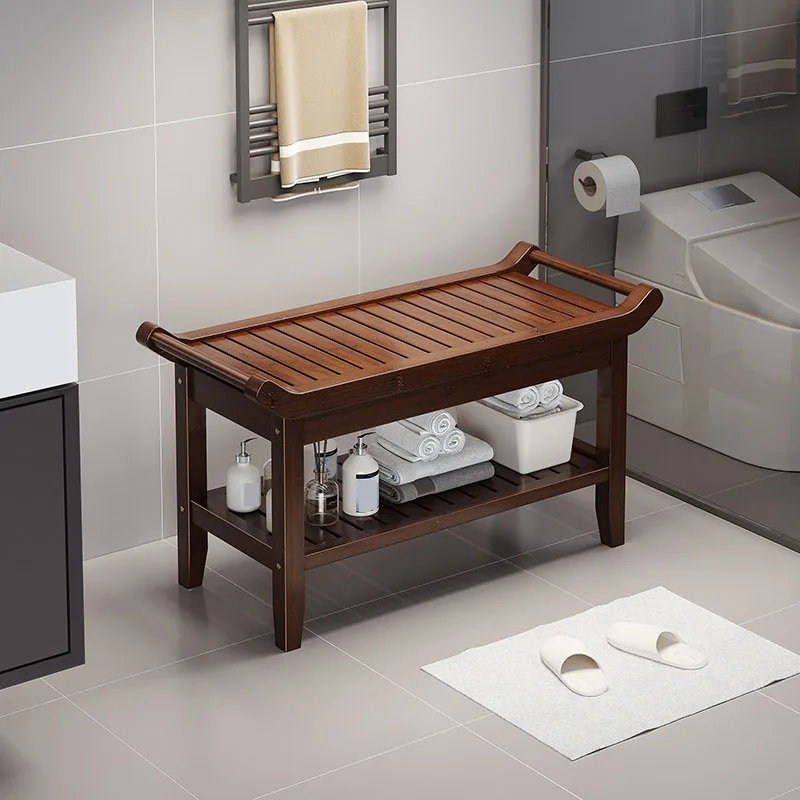 Waterproof Mold-proof Shower Bench Anti-Slip Sturdy Adults SPA Relaxing Bath Stool Multi-functional Shoe Changing Stool Cabinet