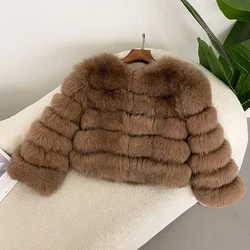 Fur Coat Real Fox Fur Coat Winter Jacket Women Natural Fox Fur 2024 Raccoon Fur Jacket Outerwear O-neck Thick Warm Luxury Female