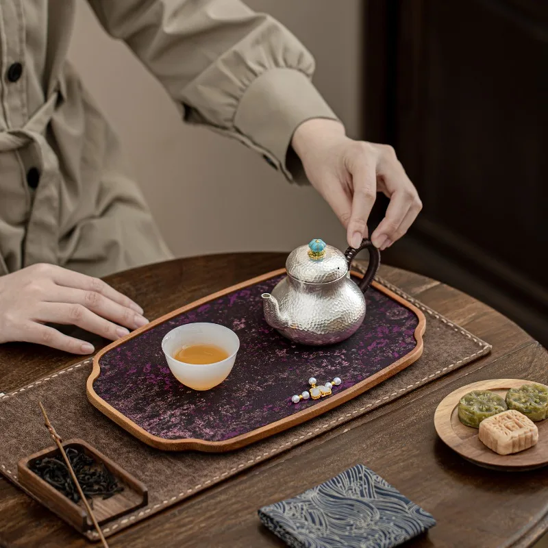 Walnut Wood Dry Tea Tray New Chinese Style Household Tea Table Zen Solid Wood Tea Drip Tray Teapot Holder Household Goods
