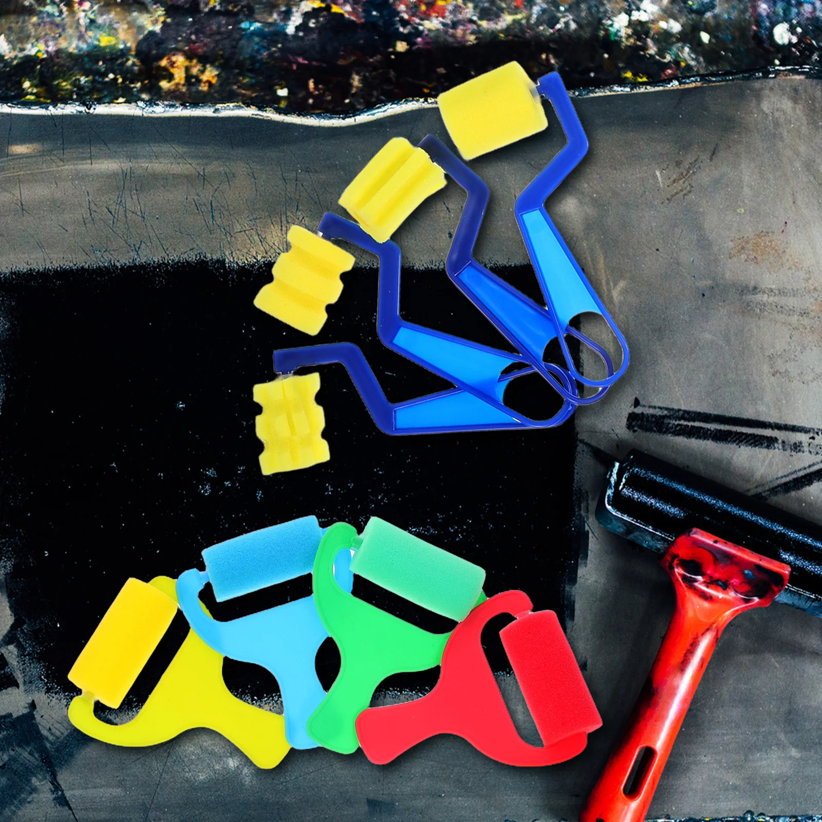 

12pcs Sponge For Painting : Unique Shapes Easy Clean Soft Material Art Education Tools Set Round Paint Sponge Painting