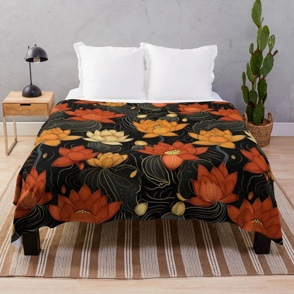 

Lotus Pattern v.2 Throw Blanket Fashion Sofas Bed Decorative Sofas Decorative Beds Blankets