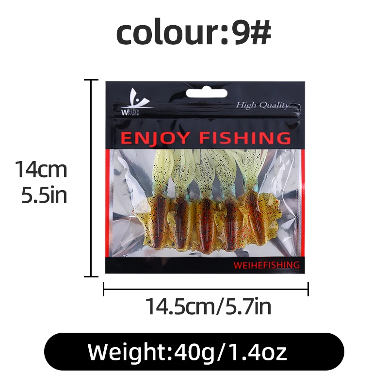WEIHE 5-teiliges Set Tintenfisch-Köder Mehrfarbige Kleine Tintenfisch- und Oktopus-Köder zum Angeln Sortierte Bunte Achtarmige Tintenfischköder – Detail 17