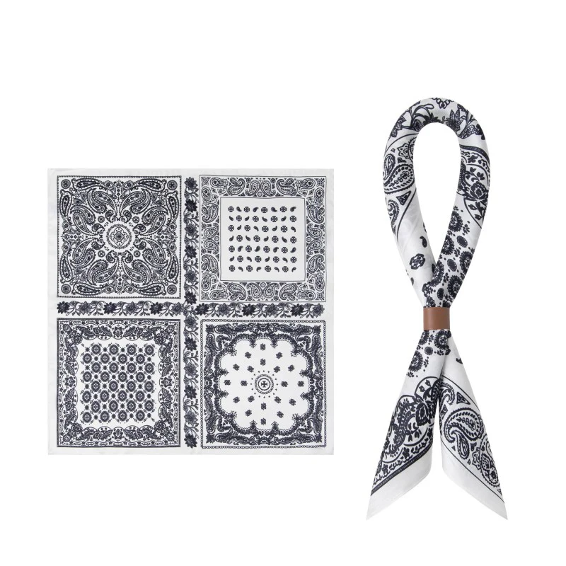 Walnut Flower Pattern Silk-Satin Square Scarf for Men Business Pocket Scarf to Match Suit Small Elegant Design