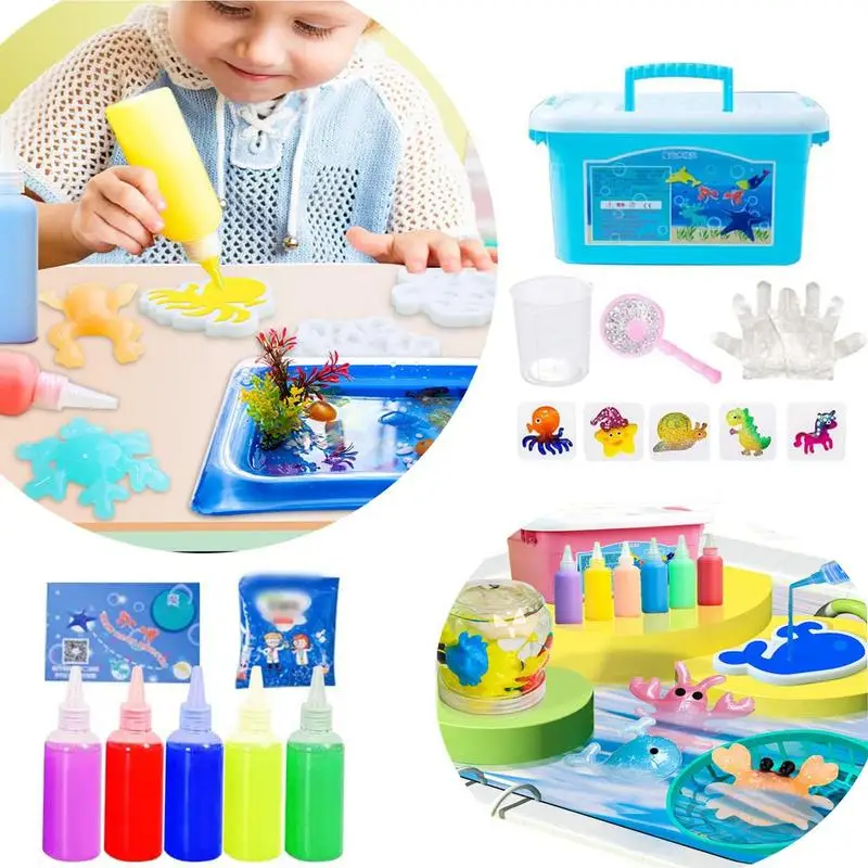 Water Animal Beads Kit DIY Sea Life Creature Sensory Toy Set Kids Gift For Kids Birthday Party Favors Bag Filler Cartoon Style