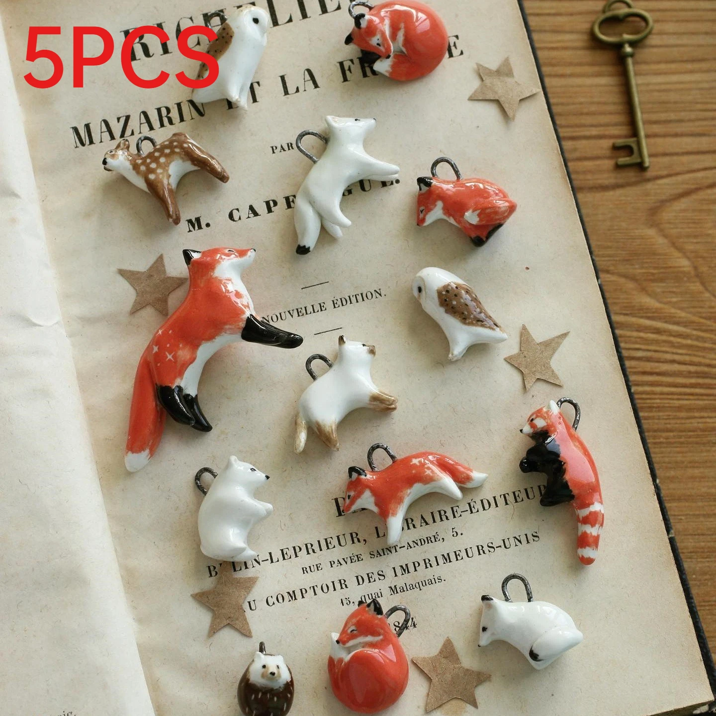 

5Pcs Aesthetic Minimalist Cute Animal Charms Raccoon Fox Cat Stainless Steel Pendants DIY Necklace Accessories