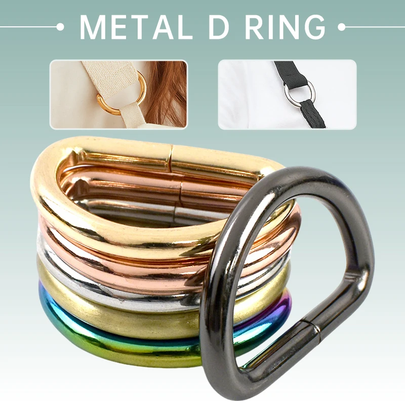 

10Pcs 13-50mm Metal D Rings for Bag Strap Webbing Buckles Backpack Belt Connect Hook Clasp DIY Hardware Accessories