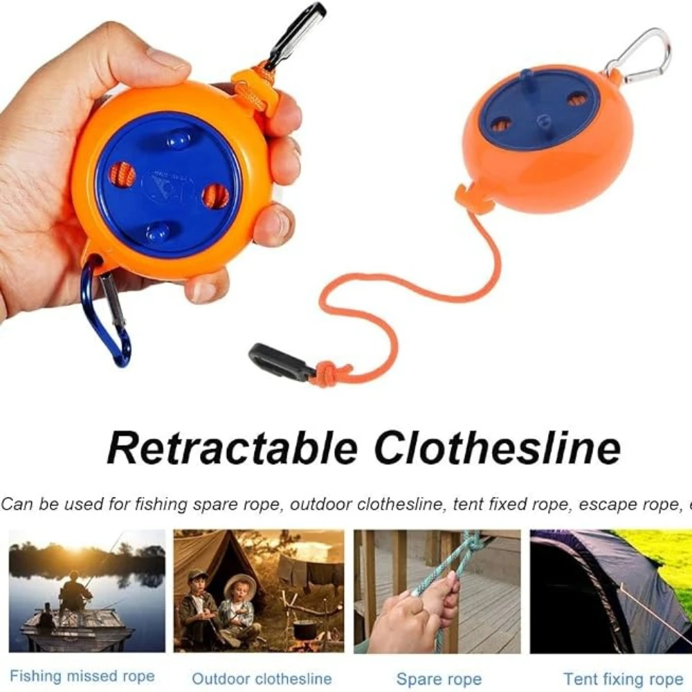New Portable Travel Rotatable Storage Heavy Duty Anti‑Slip Laundry Drying Rope with Carabiner for Camping Hotel Outdoor Travel