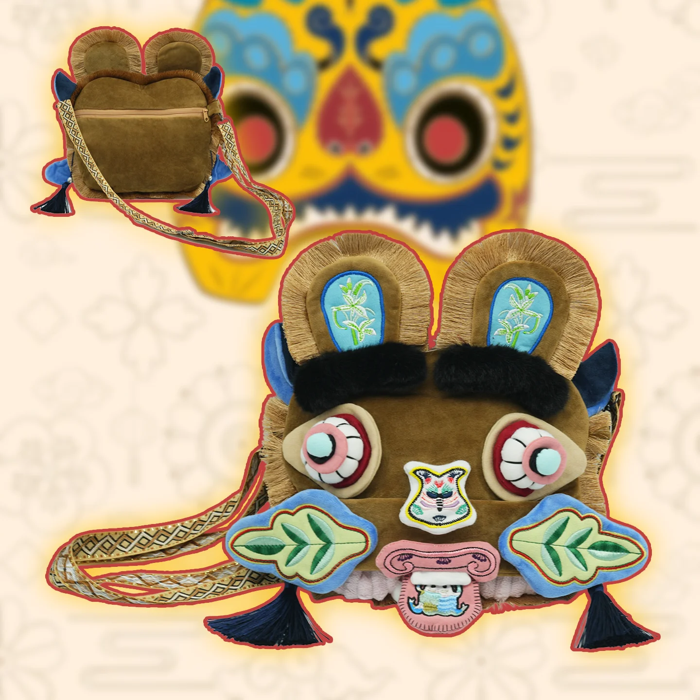 

YanQing New Tiger Head Plush Bags Creative Plush Crossbody Bag Funny Student School Crossbody Bag Children Birthday Gifts