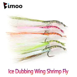 Bimoo 6PCS 8PCS #8~#12 Ice Dubbing Wing Shrimp Fly Fast Sinking Scuds Fly for Bonefish Redfish Trout Carp Sea Fishing Lures Bait