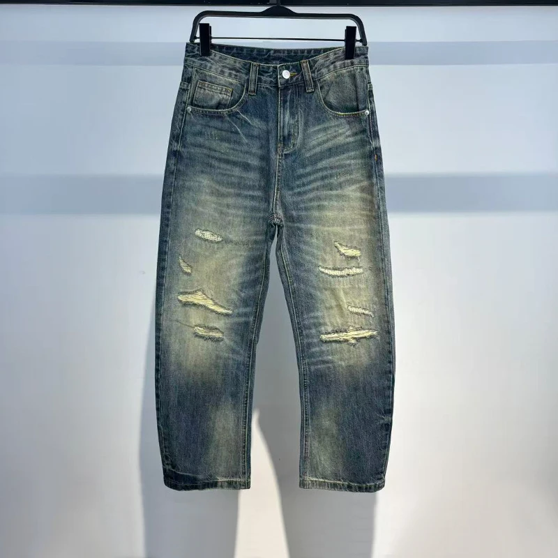 

Waed Jeans Casual Straight Leg Men's Autumn Faion Brand American Sle Youth High Street Knife Pants Bird Poer