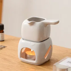 150ml Ceramics Candle Heating Holder Square with Handle Tea Warmer Set Aromatherapy Lamp Club SPA Essential Oil Stove Burner