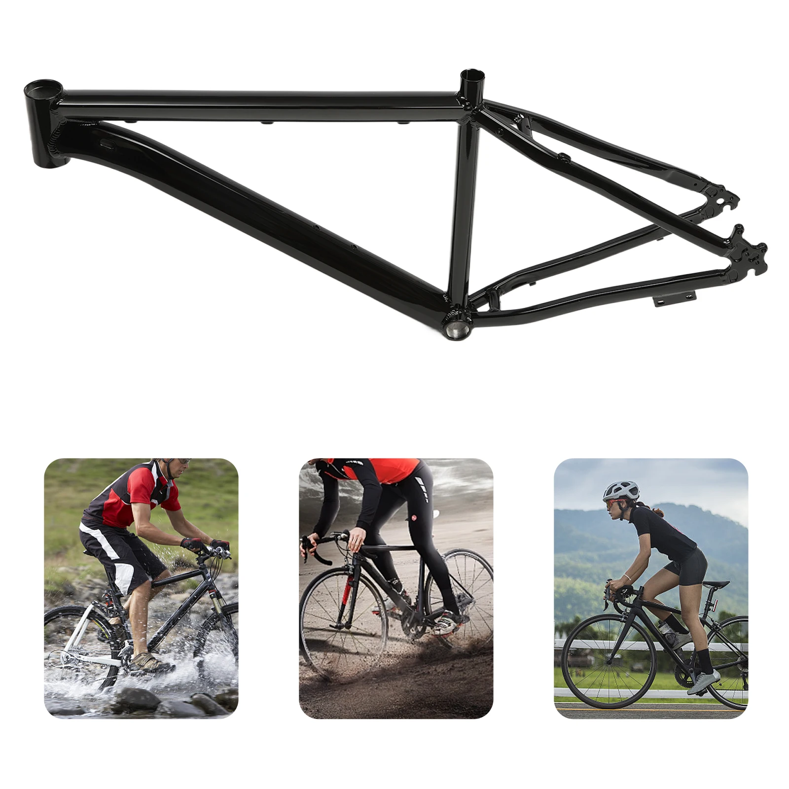 26-Zoll Fahrradrahmen aus Aluminiumlegierung, Carbonfaser-Rahmen, Mountainbike-Rahmen, Schwarz/Orange