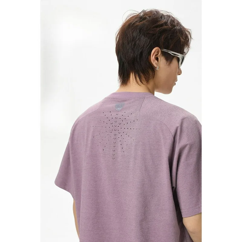 Light Outdoor Cool Breathable Running Sports T-shirt for Men Summer Thin Solid Color Loose Texture