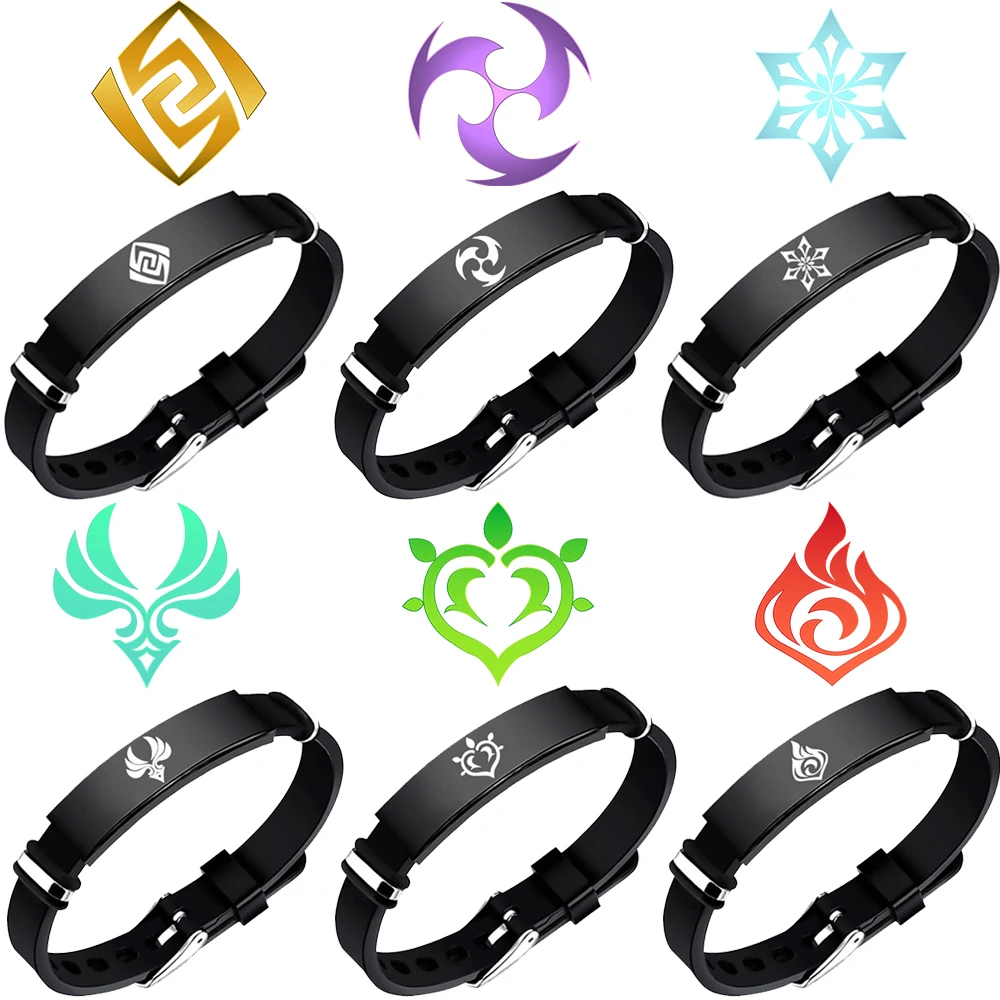 Genshin Impact Vision Stainless Steel Bracelet God Of Eye Pyro Cryo Electro Anemo Geo Hydro Dendro Bracelet Women Men Game Gift
