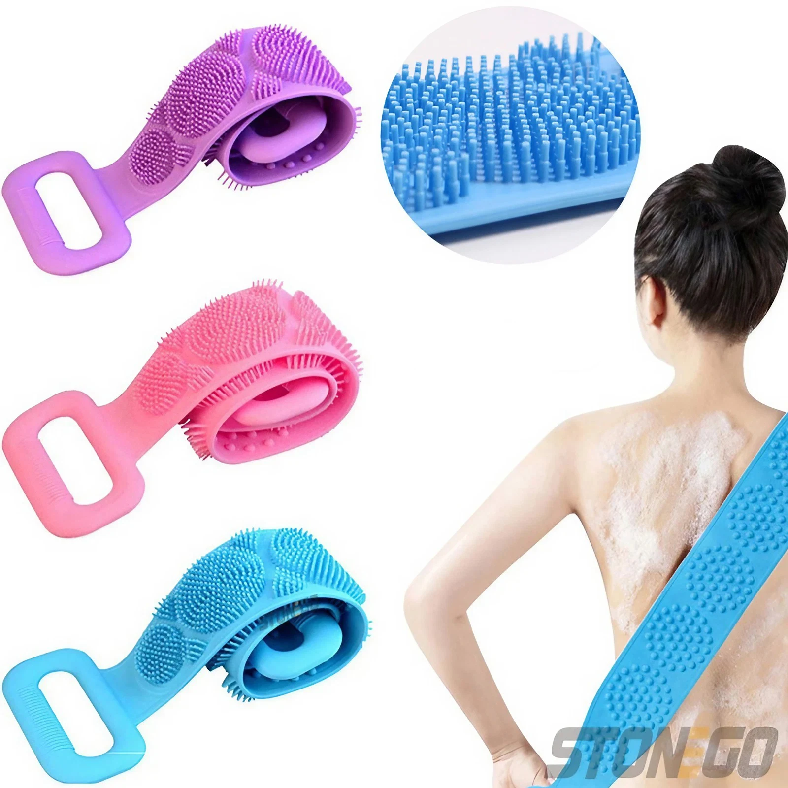 Silicone Bath Towel Massage Bath Brush Long Strip of Back Rubbing Ash Rubbing Bath with Stonego Rubbing Bath Towel