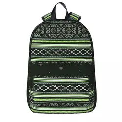 Green Hmong Winter Wonderland Backpacks Student Book bag Shoulder Bag Travel Rucksack Waterproof Children School Bag