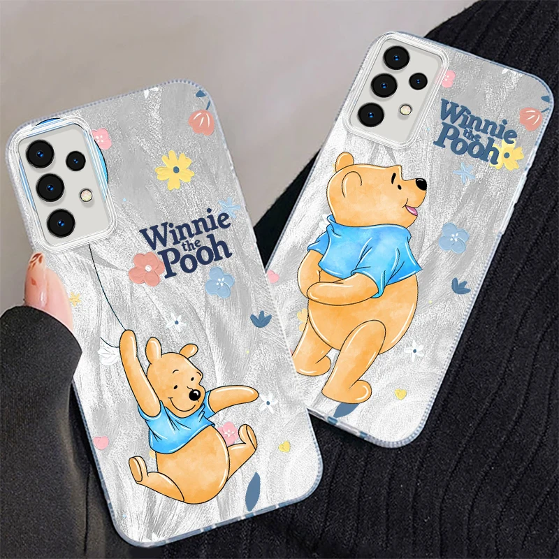 Winnie The Bear Disney For Samsung A73 A72 A71 A55 A54 A53 A52 A51 A35 A34 A32 A13 A12 A05 A04 5G Feather Yarn Funda Phone Case