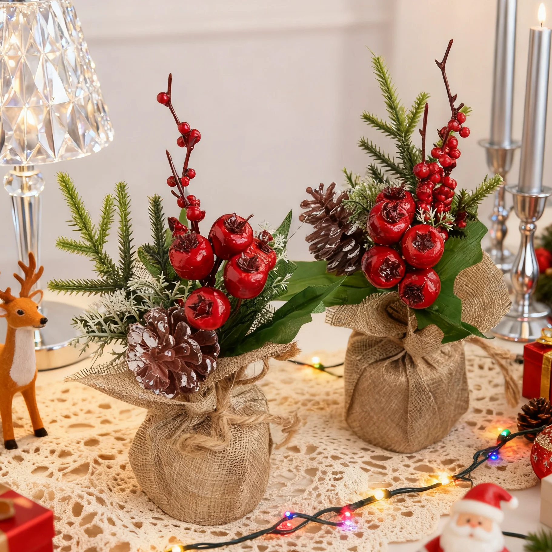 4 Stück Künstliche Pflanzen Blumen Bestseller Heimdekoration Festival Outdoor Garten Hochzeitsdekoration Halloween Weihnachtsbaum Kranz DIY Geschenke – Detail 4