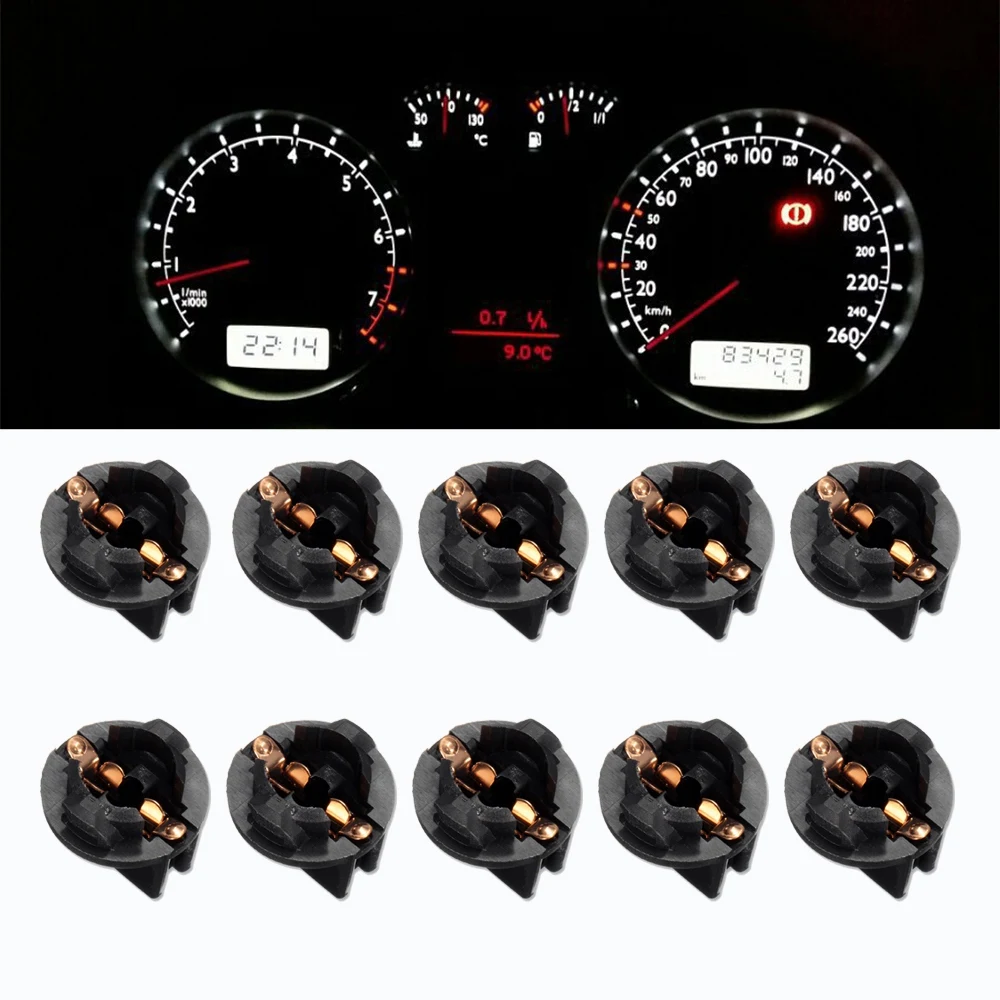 10 Pieces T10 Socket Dashboard Instrument Panel Socket T10 W5W 168 192 194 Twist Lock Wedge Bases Lamp Dash Bulb