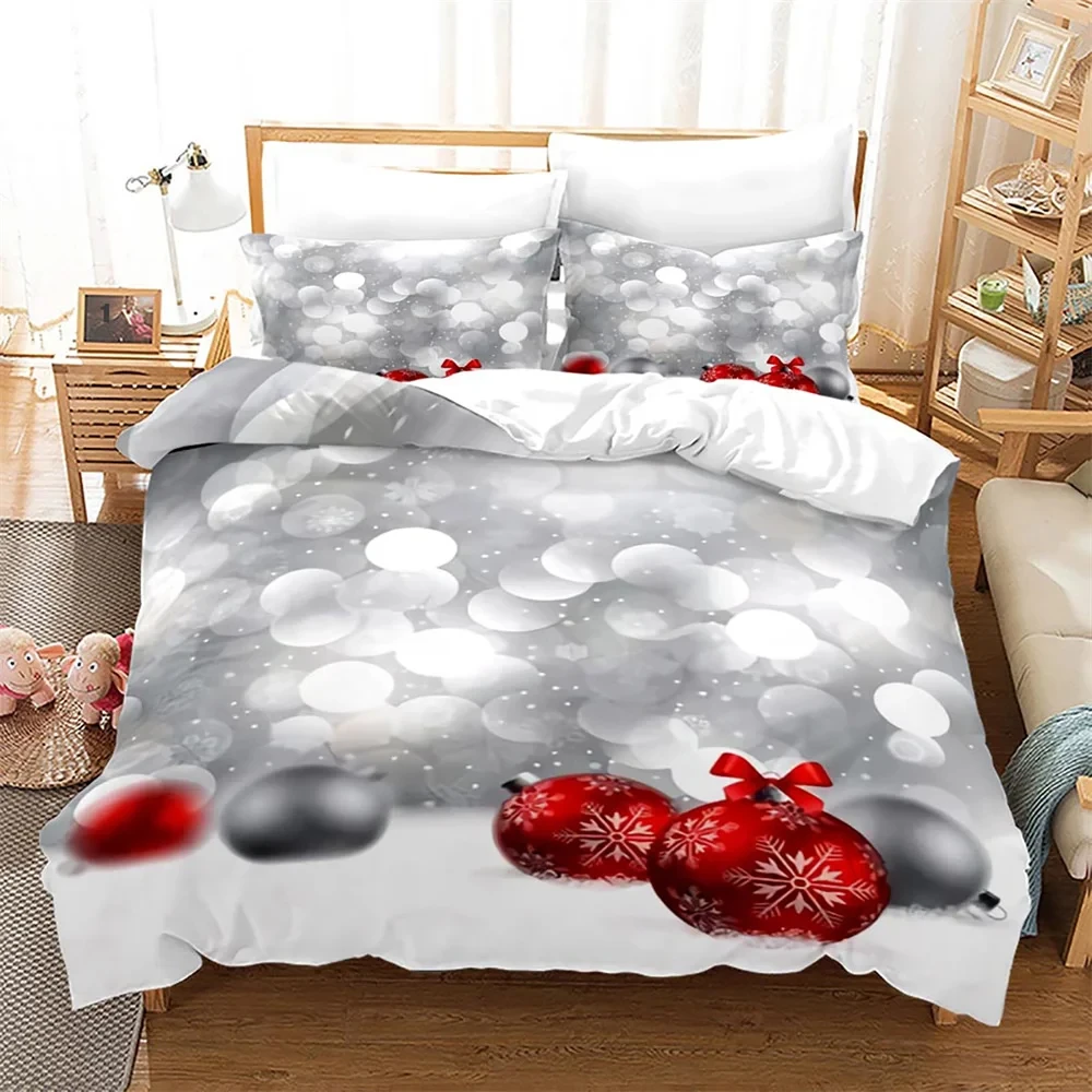 Christmas Duvet Cover Single Queen Size Merry Christmas Comforter Cover Xmas Snowflake Bedding Set for Boys Girls New Year Gift