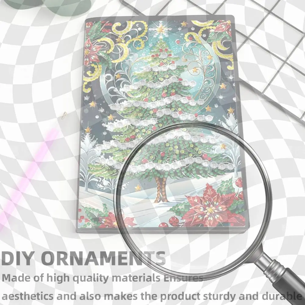 

Christmas Tree A5 Size Diamond Painting Notebook Set with 4Pcs Bookmark Gift