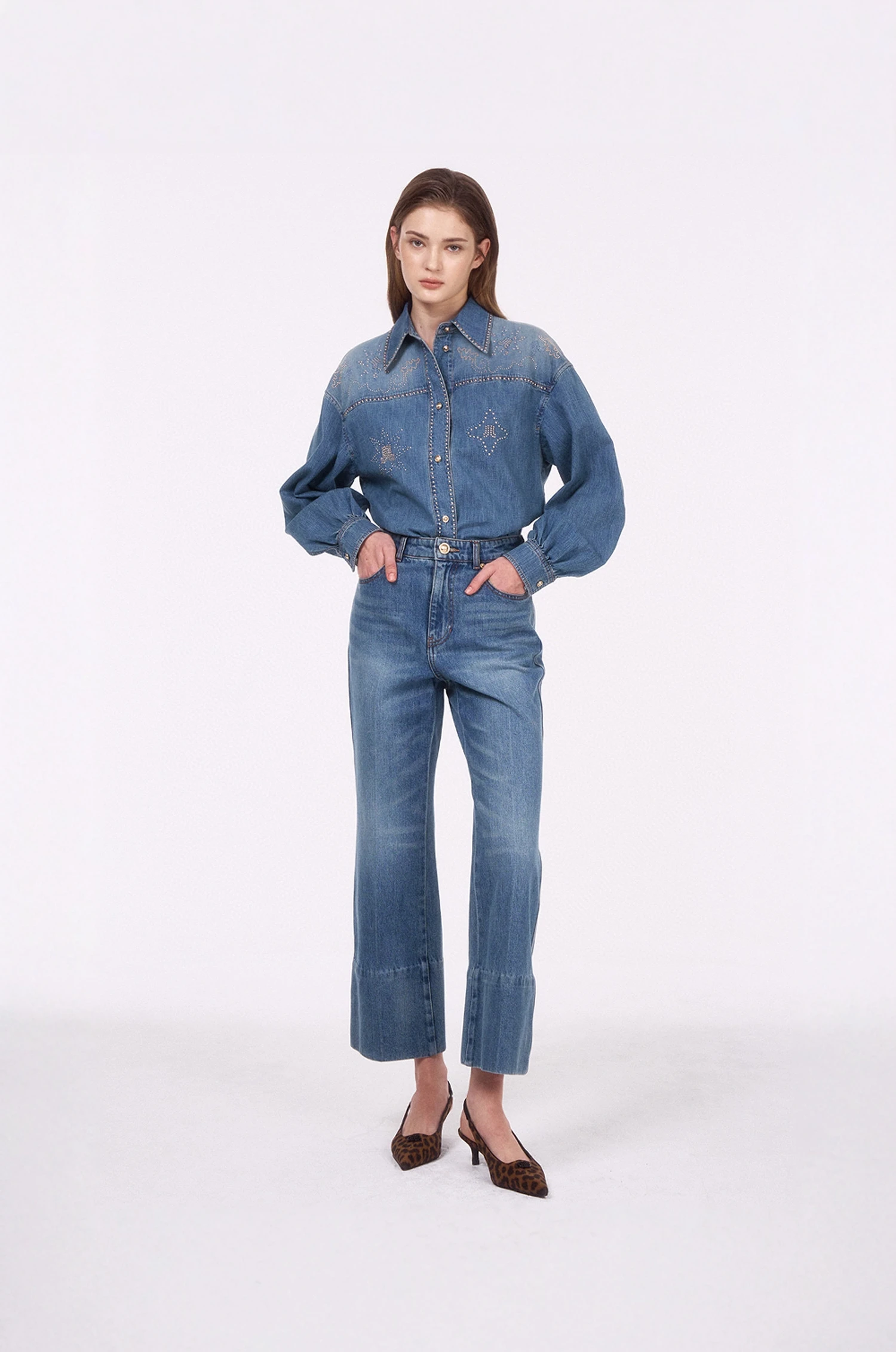 Jeans a gamba dritta a vita alta Jeans singoli coreani versatili in nove pezzi da donna in cotone elasticizzato Denim Primavera New Sle