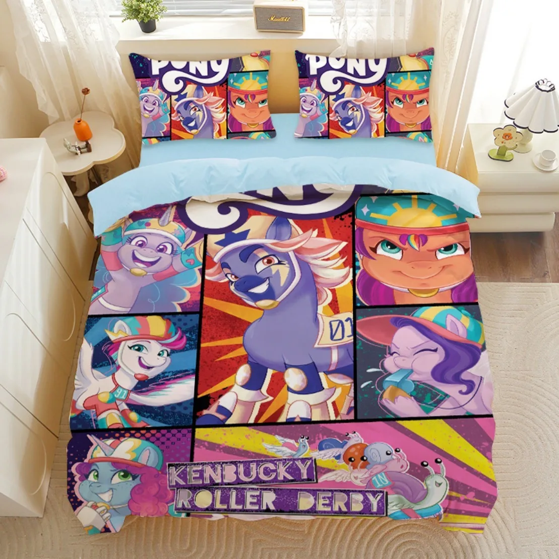 My Little Pony Bedding Sets Rainbow Pony Quilt Bed Cover Duvet Friendship is Magic Quilt Duvet for Children Girls Gift