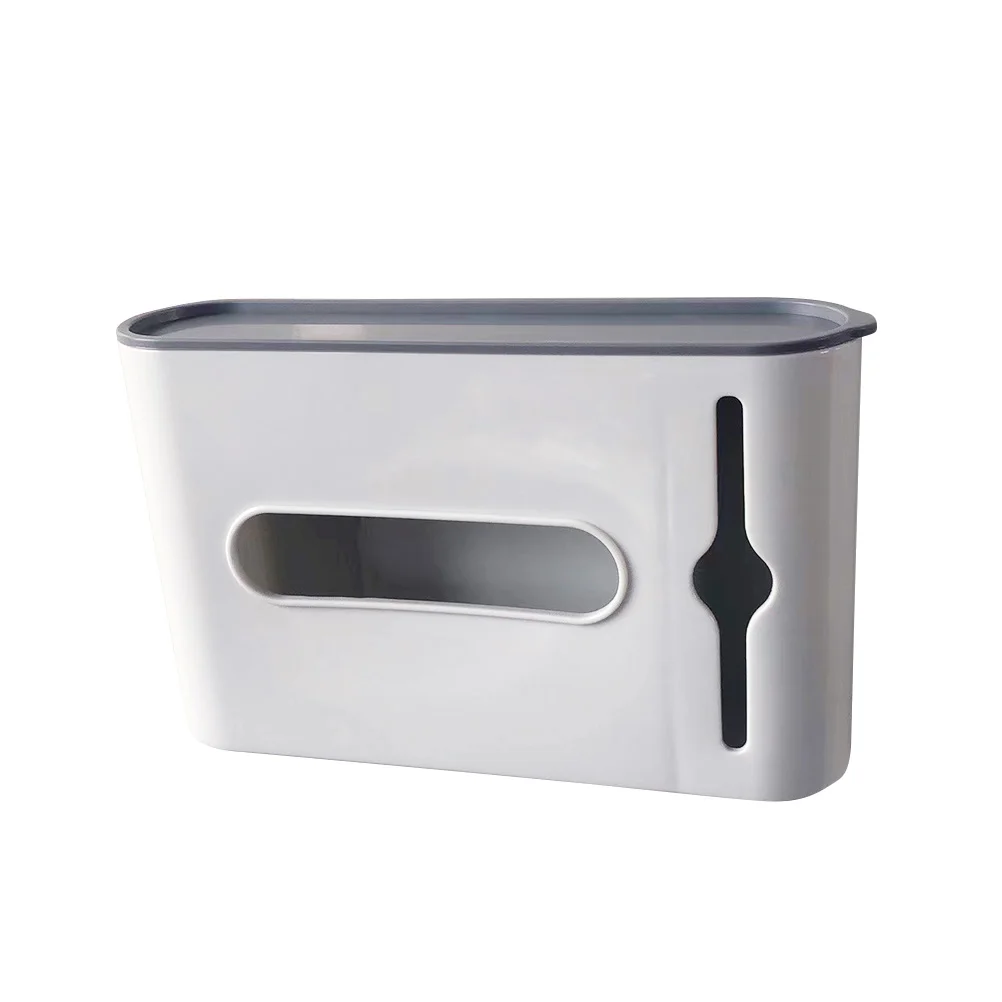 

Hanging Storage Punch Hanging Plastic Bag Box Free Trash Bag Case White Plastic ganizer Container Wall Mounted Home Supplies