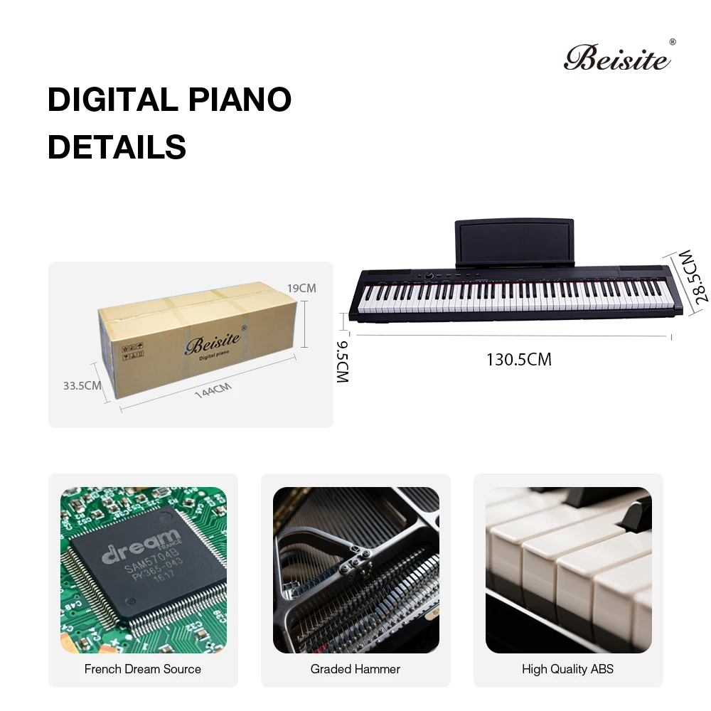 Beisite S-213 88-keys Step by Step Weight Standard Keyboard  Digital  Keyboard Electronic Piano