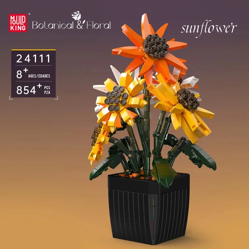 

MOULD KING 854pcs Plant and Flower Series Sunflower Building Blocks Set Adult and Children's Toy Gift 24111