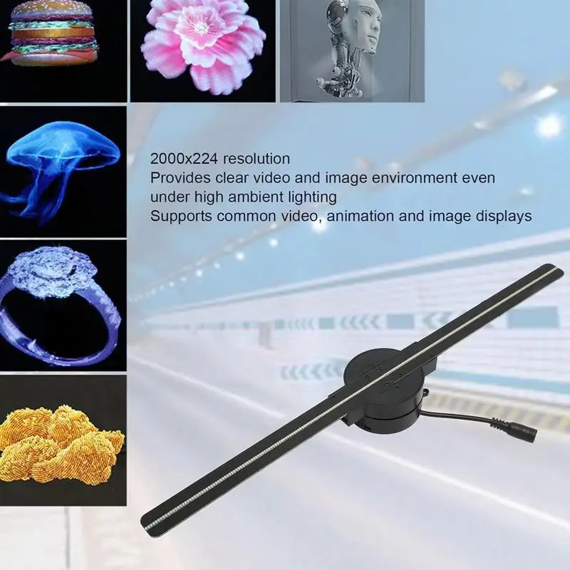 Christmas 3D Hologram LED Fan Projector 16.5in LED Fan Hologram Projector with Remote/WiFi 800x480 Resolution Fan Projector