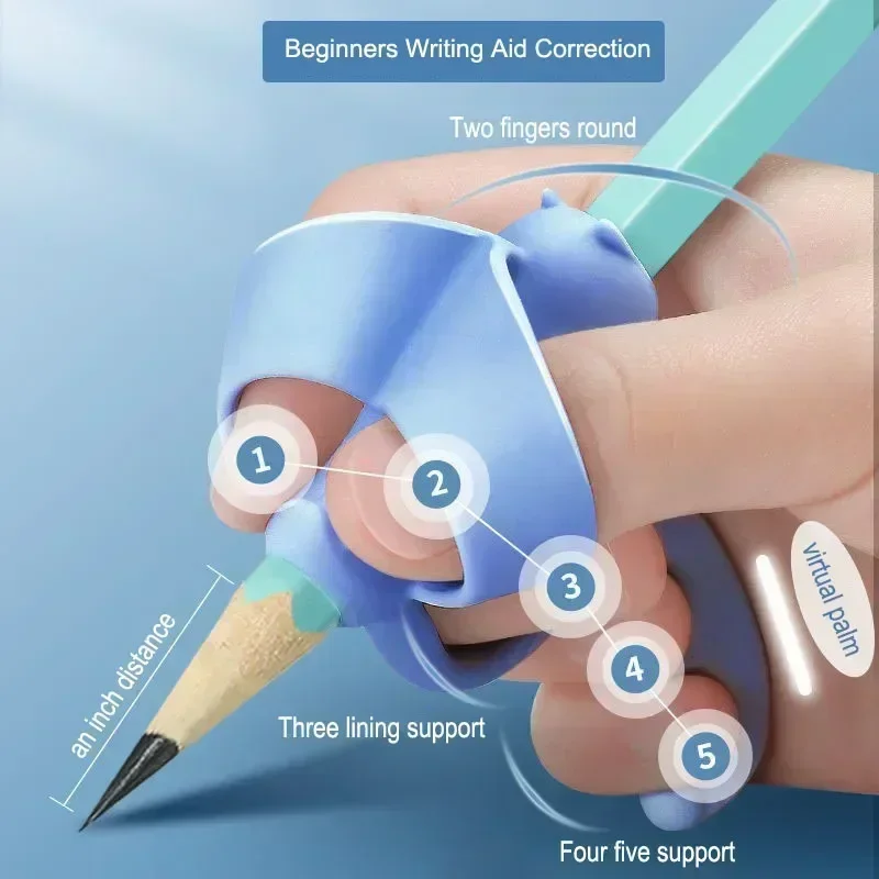 

1PC Five Fingers Silicone Pencil Pen Holder Children Writing Posture Learning Tool Stationery Aid Grip Posture Correction Device