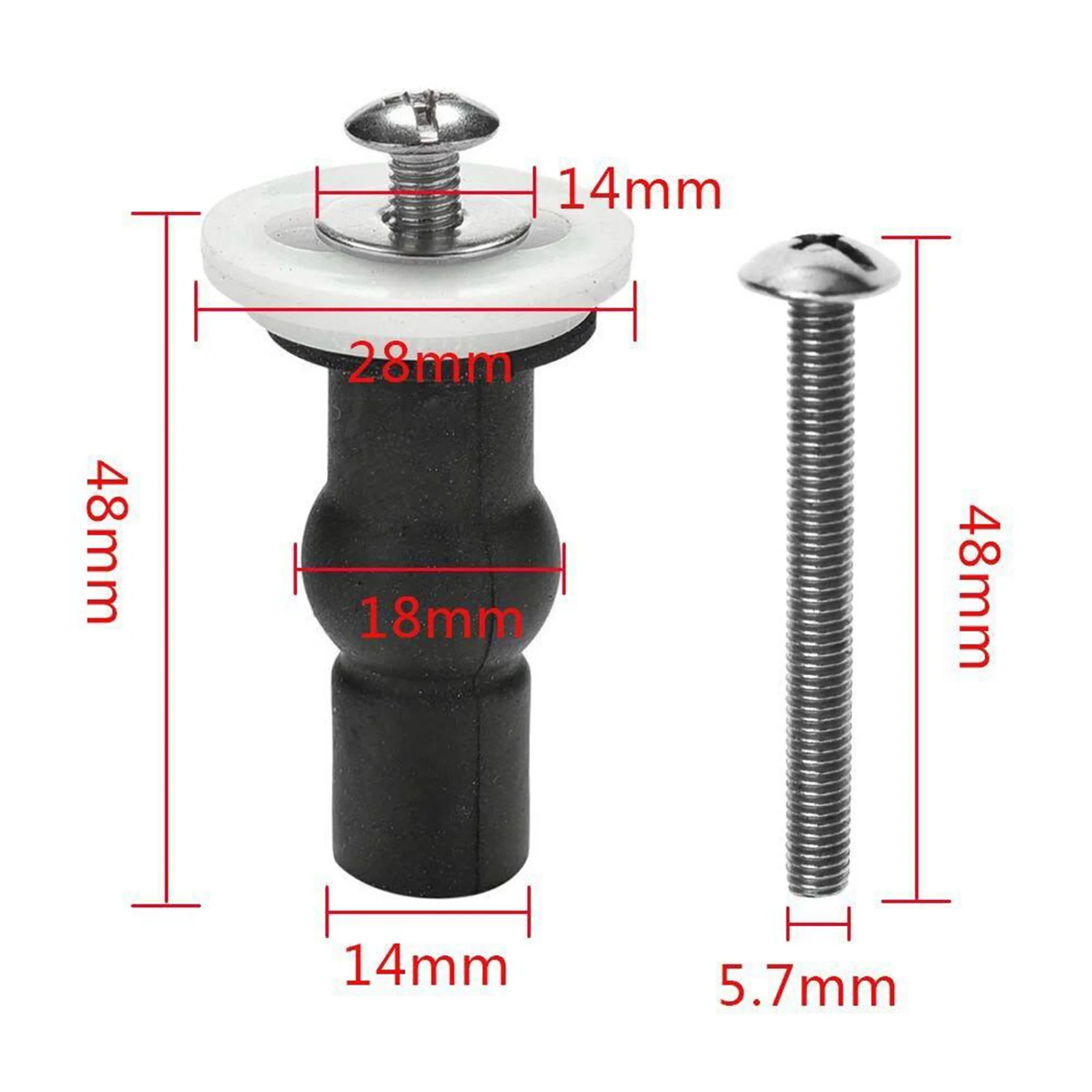 Y51A-Toilet Seat Top Fix Screws Fixings 4 Pairs Universal Expanding Rubber Screw Top Nuts Blind Hole Hinges Fittings 8Pcs