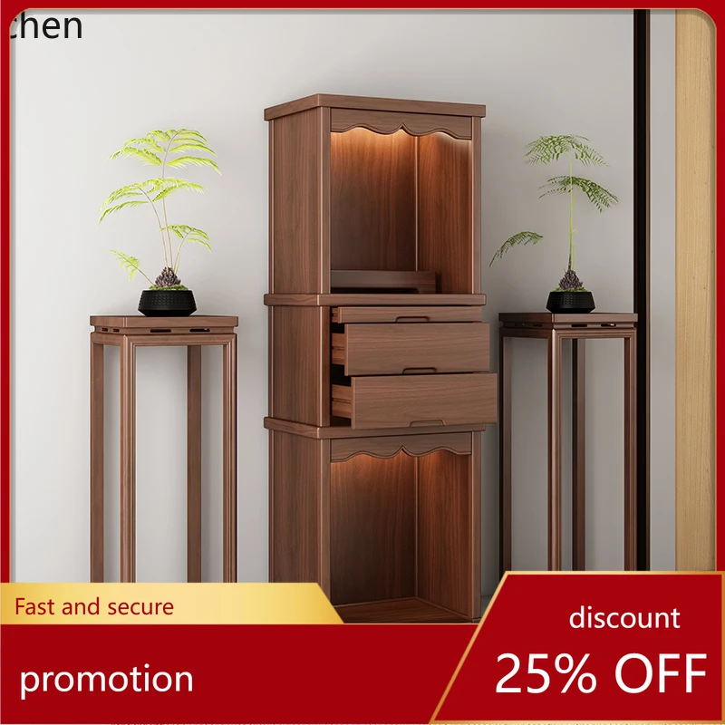 CZ  Buddhist Scene Standing Cabinet Household Bodhisattva Shrine Cabinet Black Walnut Modern Simple Ancestor Standing Cabinet
