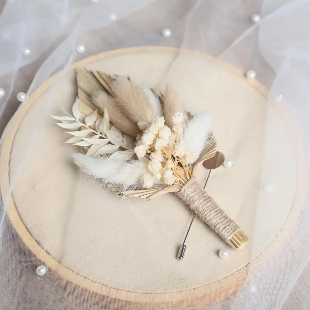 Wheat Corsage Unique Flower Corsage Gold Wheat Wedding Boutonniere Preserved Artificial Flower Lapel Pin Rustic Floral for Groom