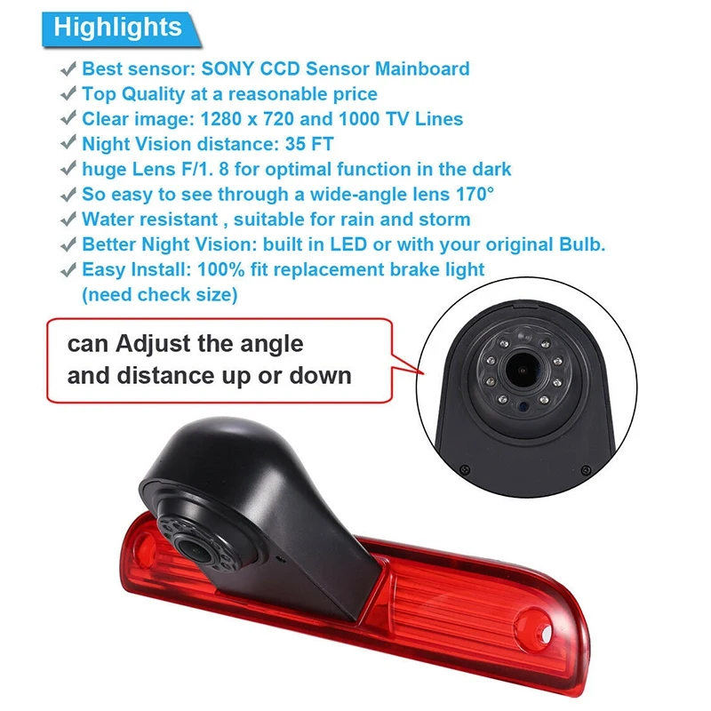 

Stable-Car High Brake Light Reversing Camera Rear View Camera For Fiat Ducato X250 X290 Boxter Citroen