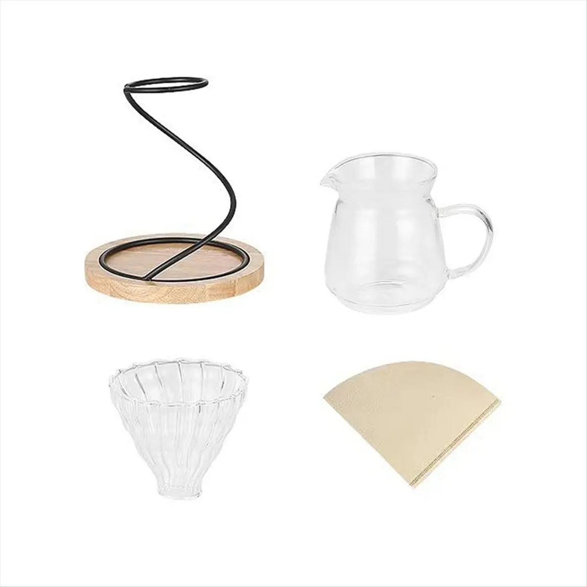 2026 + Coffee Hand Pouring Stand Glass Hand Pouring Coffee Pot Set Coffee Filter Cup Sharing Pot Brewing Pot Coffee Utensils