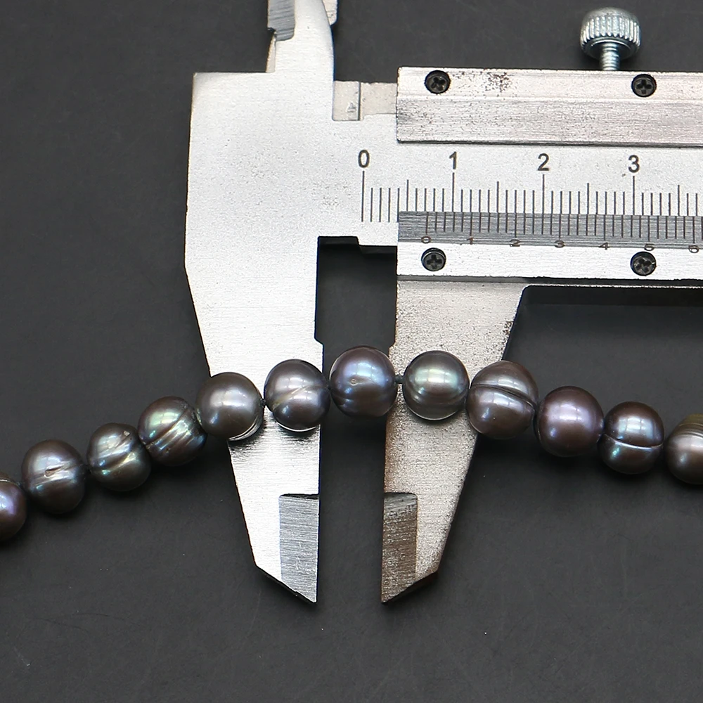 Unique Natural Freshwater Screw Pearl Long Beaded Necklace 7-8mm Colorful Black Baroque Pearl Loose Bead Accessory 1 Strand/pack