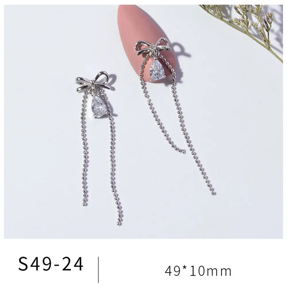 Bow Butterfly Manicure Accessories Heart Nail Zircon Jewelry Alloy Pendant Chain Bow Nail Rhinestones Nail Art Decorations