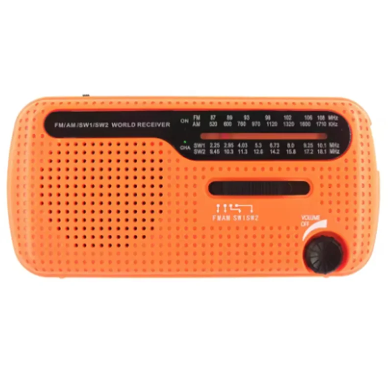 

SQPP-Portable Solar Hand Crank Radio USB Portable Outdoor Emergency Speaker Emergency Hand Crank Radio Orange