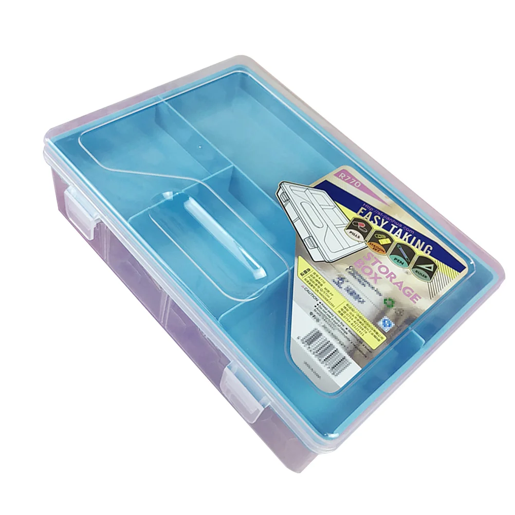 Pen Storage Box Multifunctional Double-Deck Large Capacity Storage Box Case for Stationery Tool (Blue)