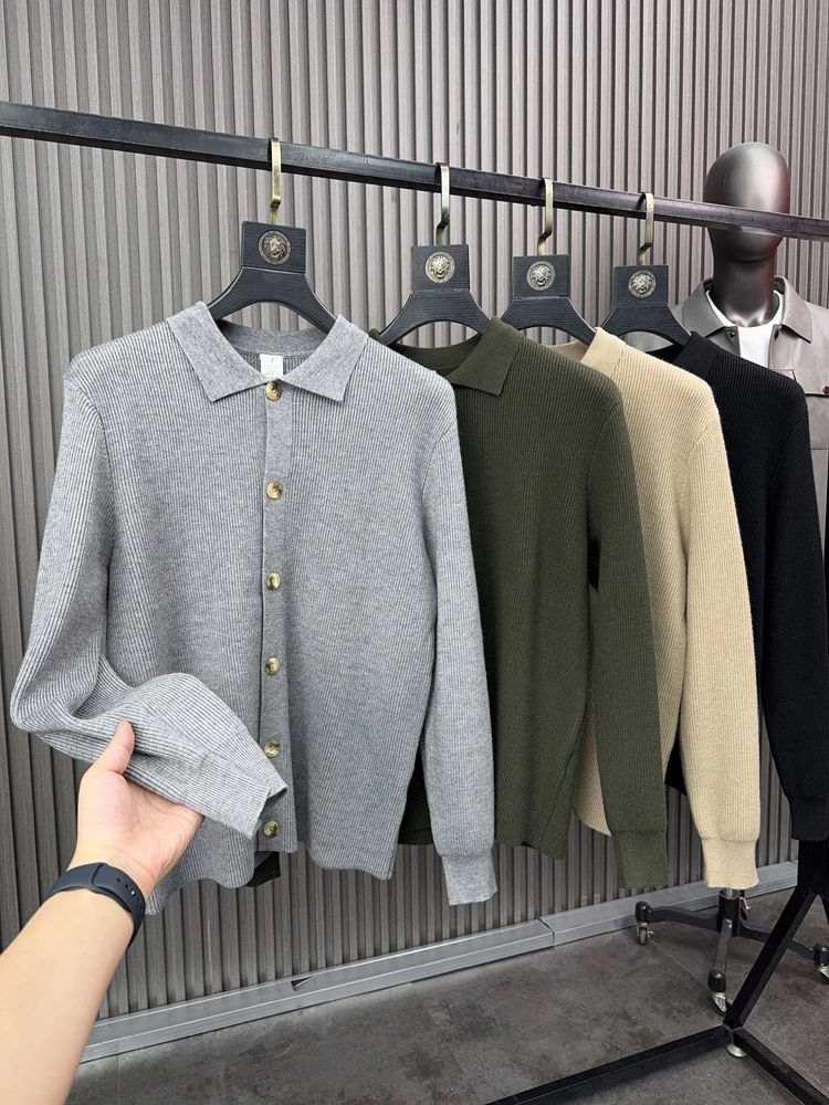 

Ele Modal Thiened Collar Open Cardigan Sweater Men's Casual Warm Knitted irt Autumn Winter Faion Urban Sle Long S...