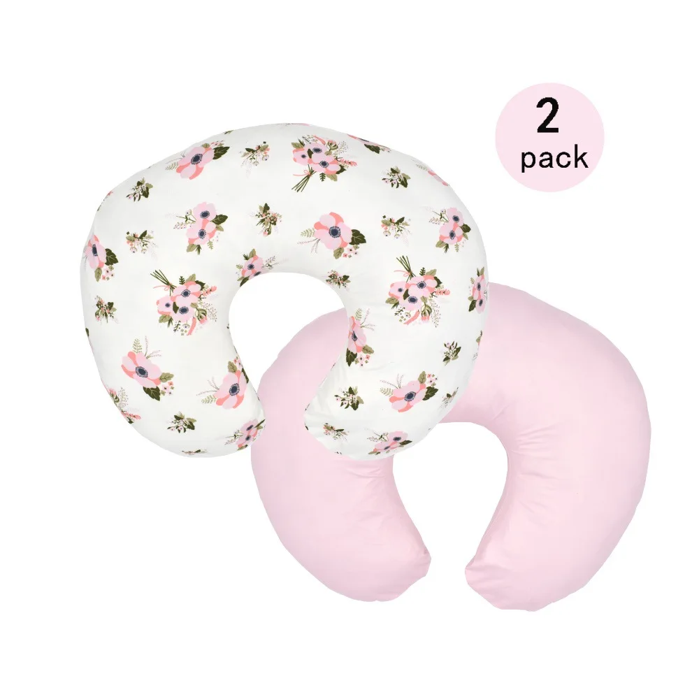 Infant Feeding Pillow Cover Printed 2 Pack Elastic U-shaped Breastfeeding Pillowcase Multi Functional Removable Dustproof Covers