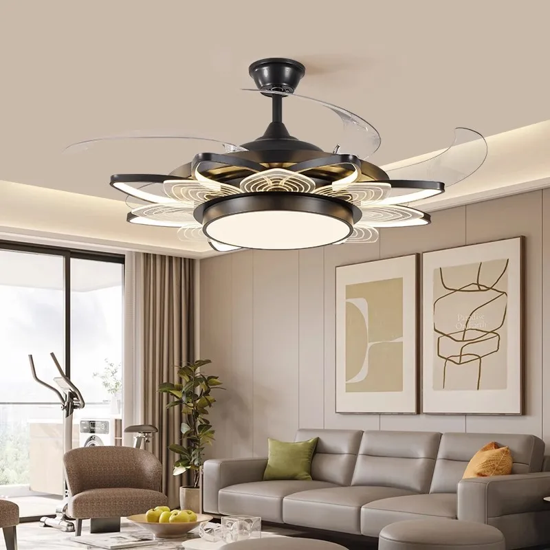 Ventilador de techo integrado para el hogar, ambiente Simple y moderno, luz para dormitorio, comedor, Invisible